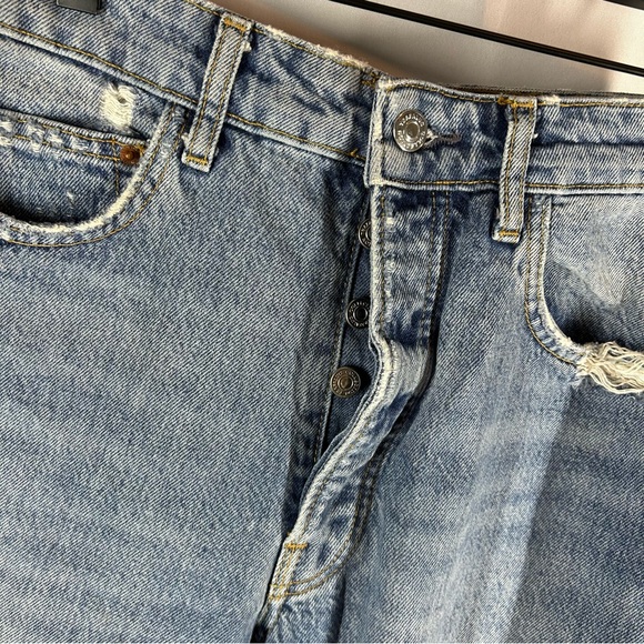 Zara TRG Denim Jeans Straight Leg Ripped High Rise Relaxed Sz 6 - Picture 3 of 9